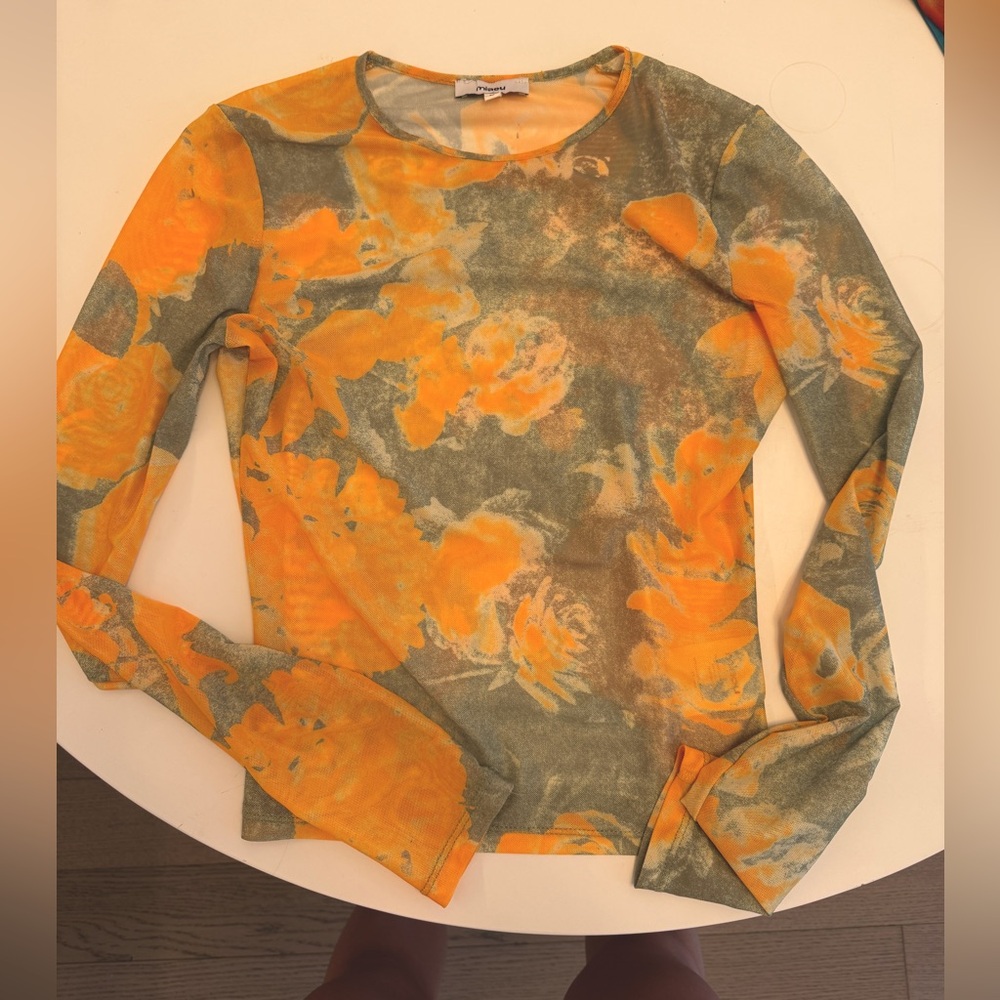 MIAOU long sleeve tee in decades yellow, size M